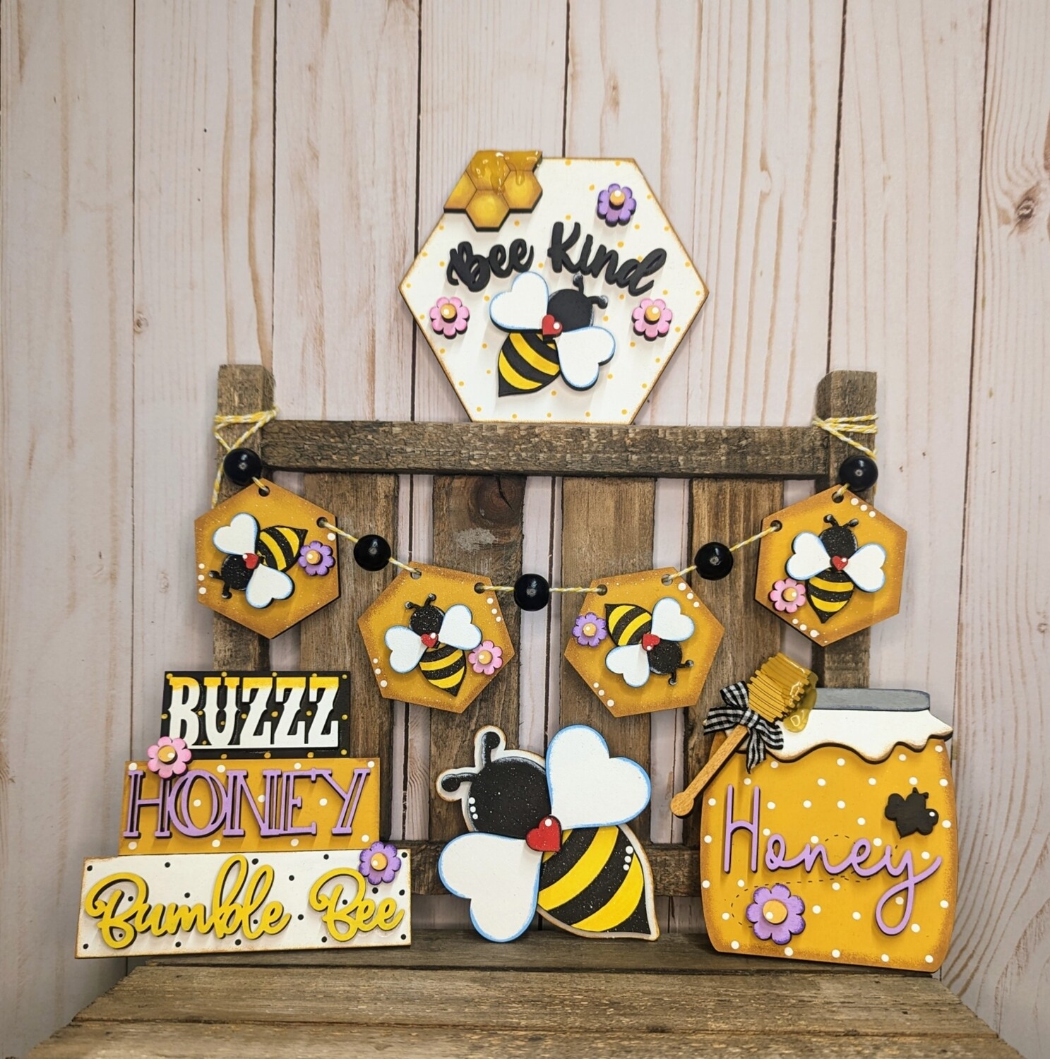 DIY Honey Bee TSM Tiered Tray Set Decor (Unpainted/Unglued)