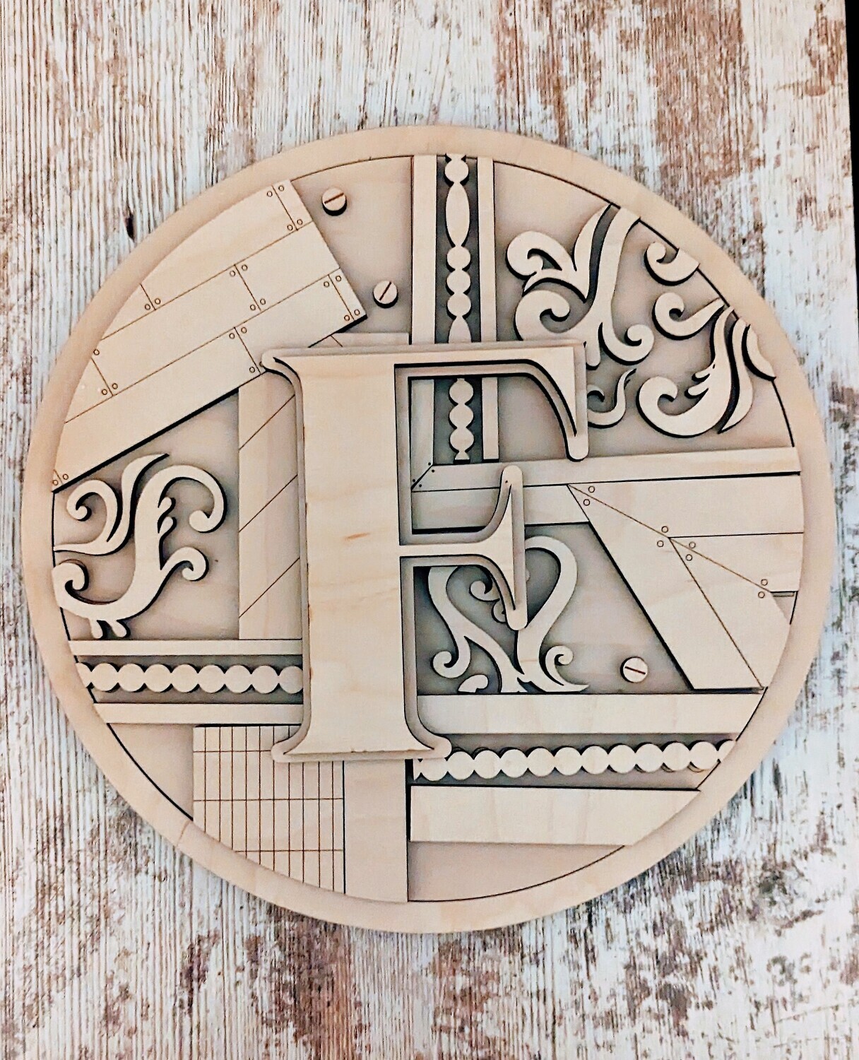 DIY Vintage Rustic Round (10,7&quot;) (Door Hanger) (Unpainted/Unglued)