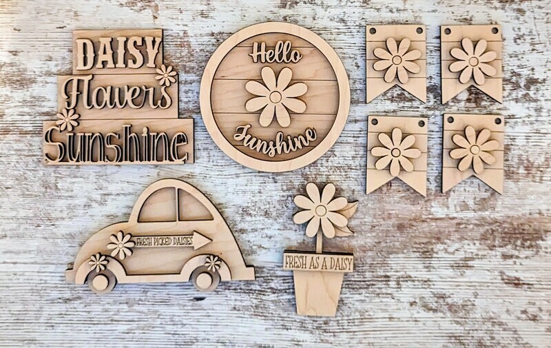 DIY Daisy Tiered Tray Set (Unpainted/Unglued)