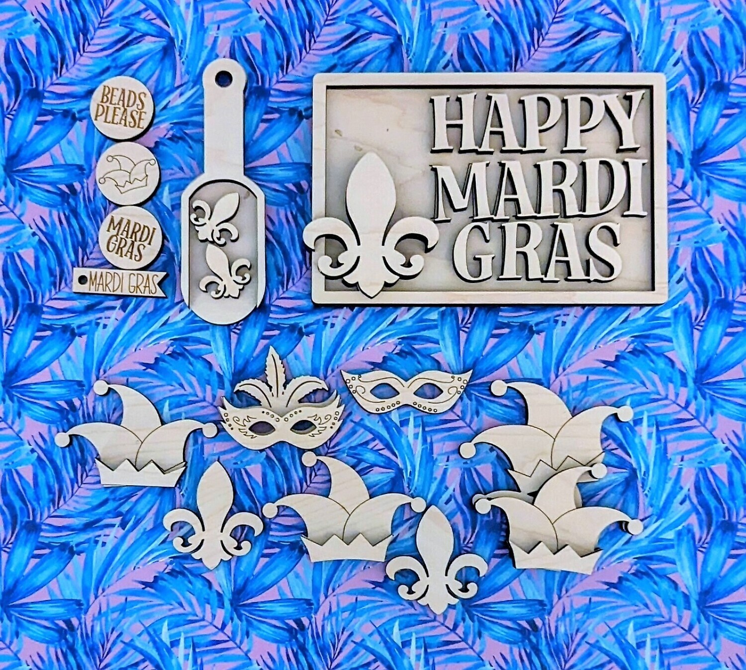 DIY Mardi Gras Bundle (Sign, Gumball Fillers, and Wood Scoop)