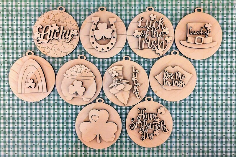 DIY St Patrick&#39;s Day Round Ornaments (Unpainted/Unglued)