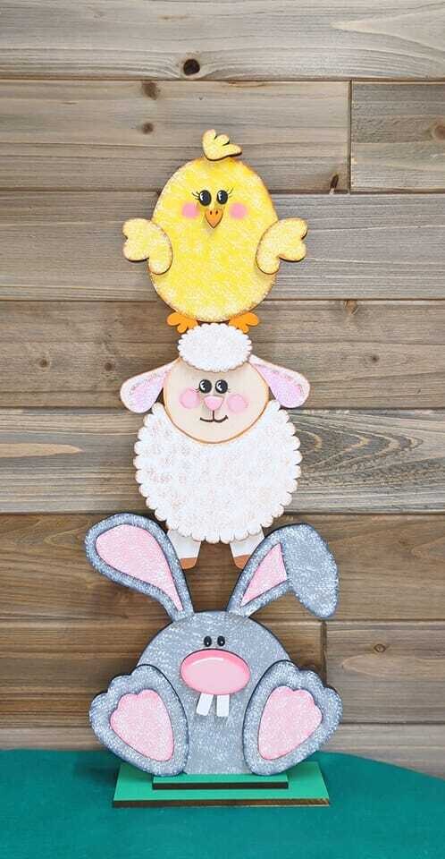 DIY Standing Stacked Chick Lamb Bunny