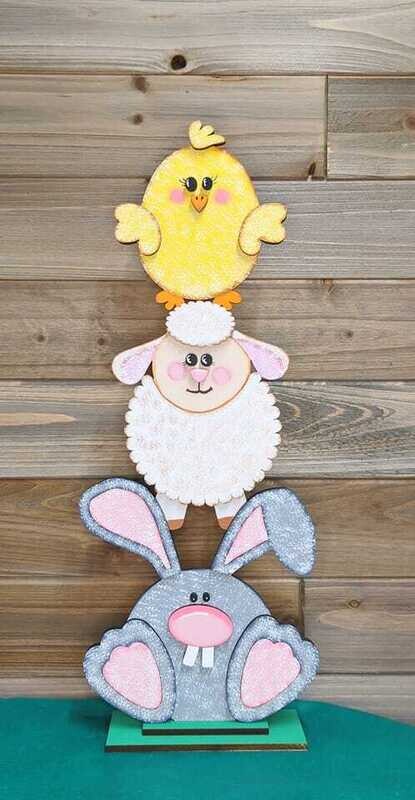 DIY Standing Stacked Chick Lamb Bunny