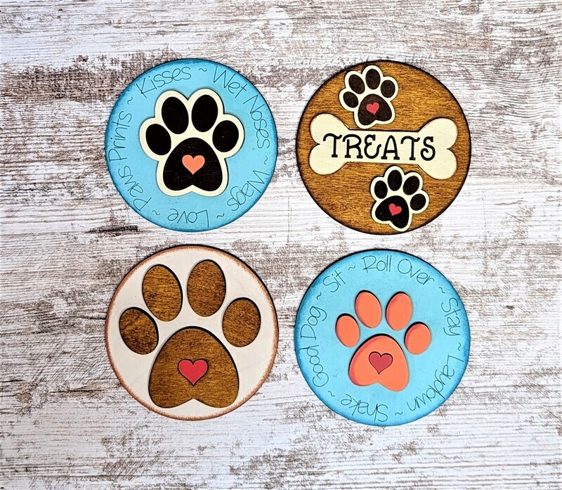 DIY Dog Interchangeable Seasonal Jar Lid Inserts (4 styles) (Unpainted/Unglued)