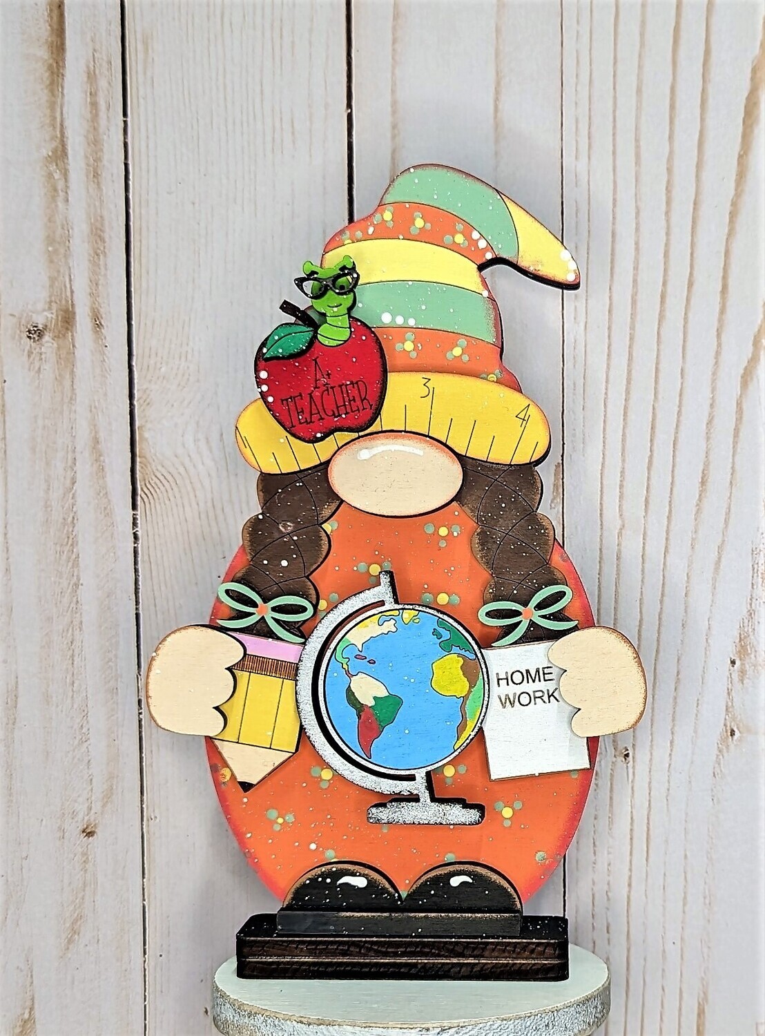 DIY Girl Teacher Standing Gnome Shelf Sitter (Unpainted/Unglued)