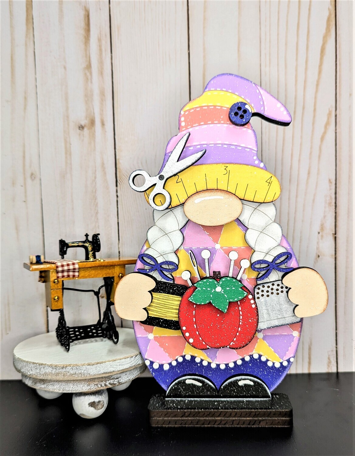 DIY Quilting/Sewing Standing Gnome Shelf Sitter (Unpainted/Unglued)