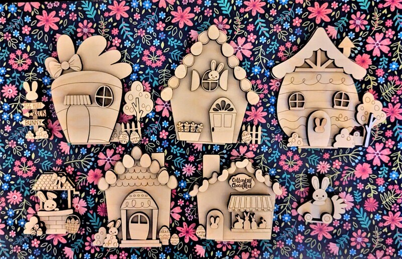 ​DIY Easter Standing Houses Shelf Sitter/Centerpiece