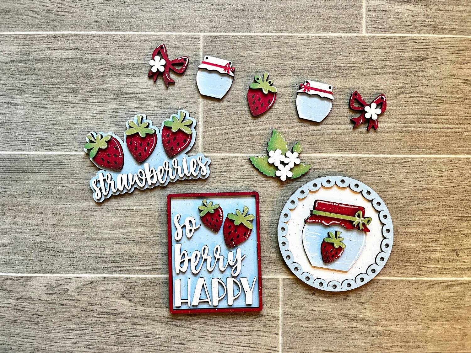 DIY Strawberry QE Tiered Tray Set (Unpainted/Unglued)