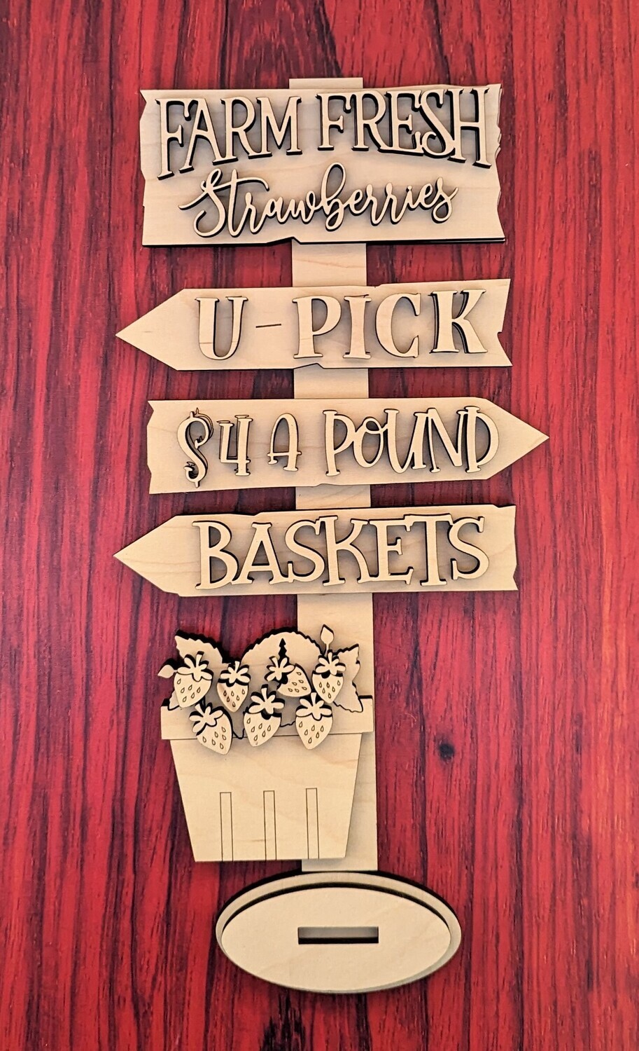 DIY Strawberry Picking STREET SIGN (Unpainted/Unglued)