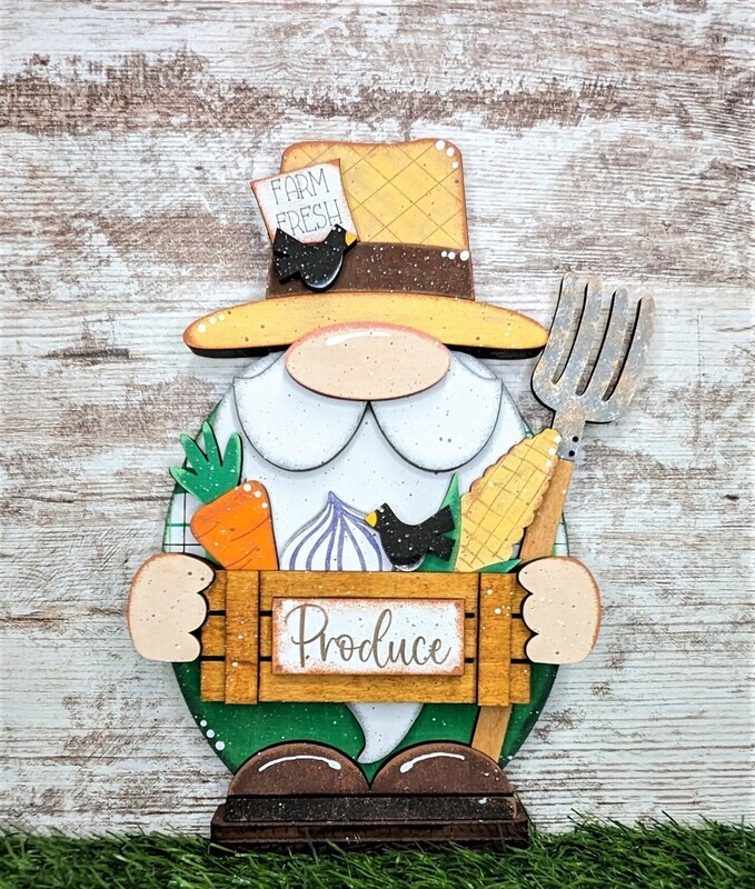 DIY Farmer Standing Gnome Shelf Sitter (Unpainted/Unglued)