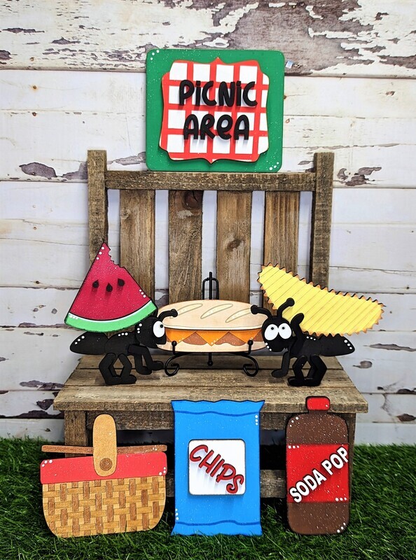 DIY Ants At The Picnic Tiered Tray Set Decor (Unpainted/Unglued)