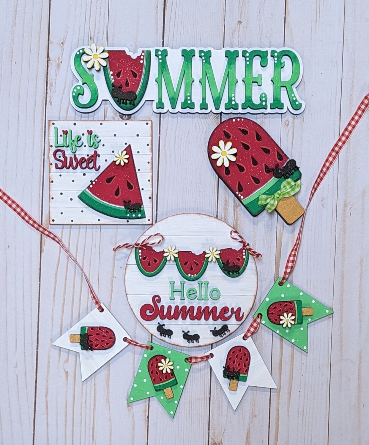 DIY ​Hello Summer Watermelon Tiered Tray Set
