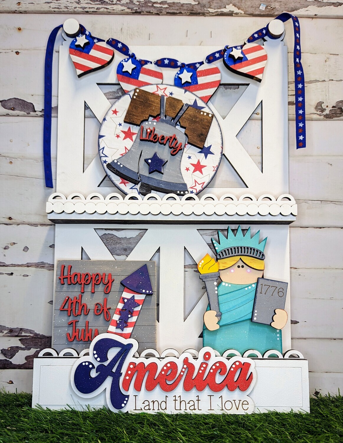 DIY 4th of July (Statue of Liberty) Tiered Tray Set (Unpainted/Unglued)
