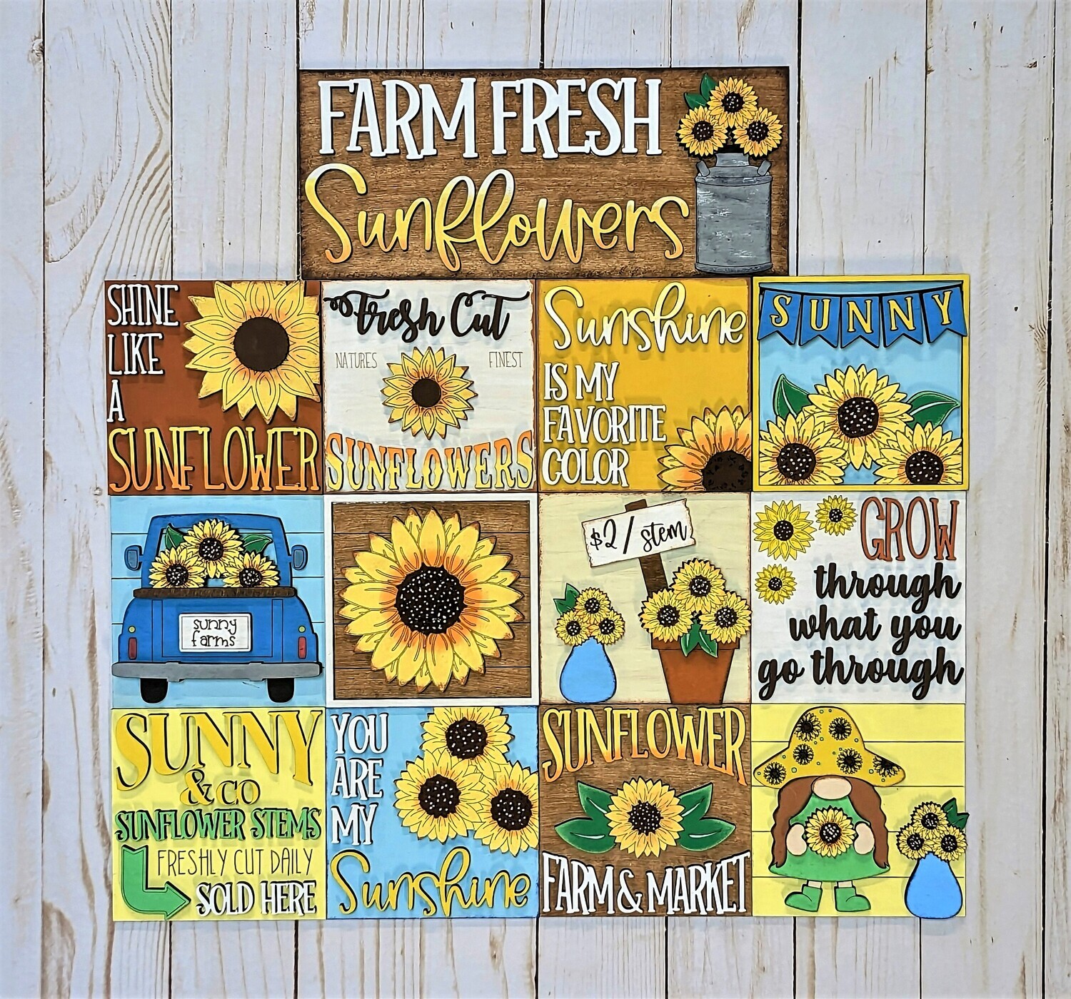 DIY Sunflower Farms Ladder Tiles (Unpainted/Unglued)