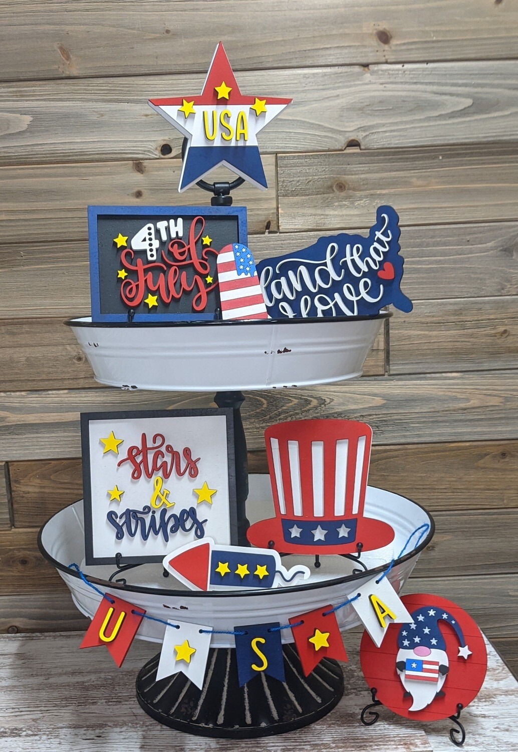 DIY Patriotic Tiered Tray Set