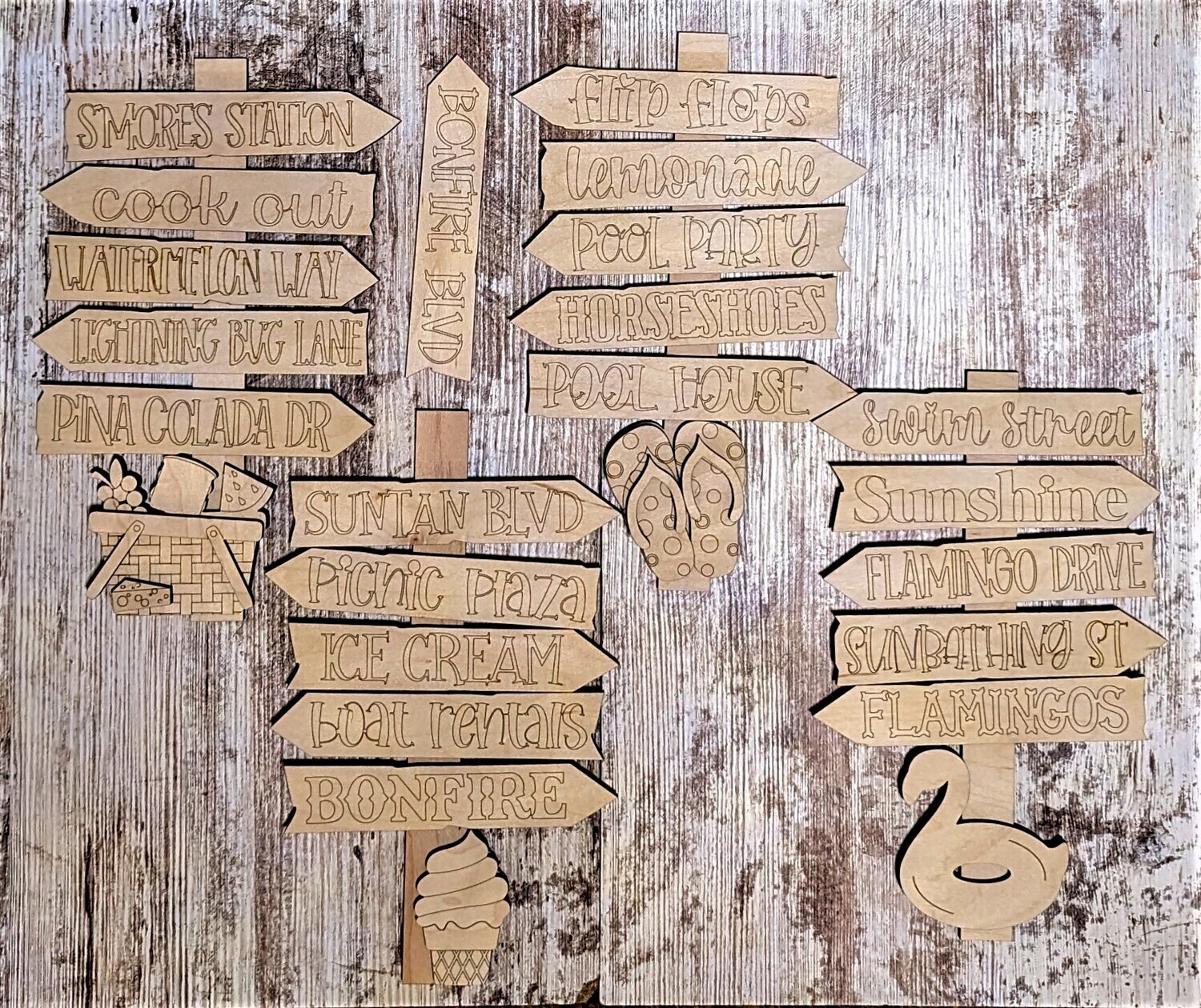 DIY Summer Street Signs (Unpainted/Unglued)