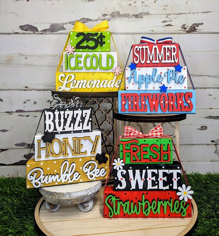 DIY ​Summer Word Stackers (Unpainted/Unglued)
