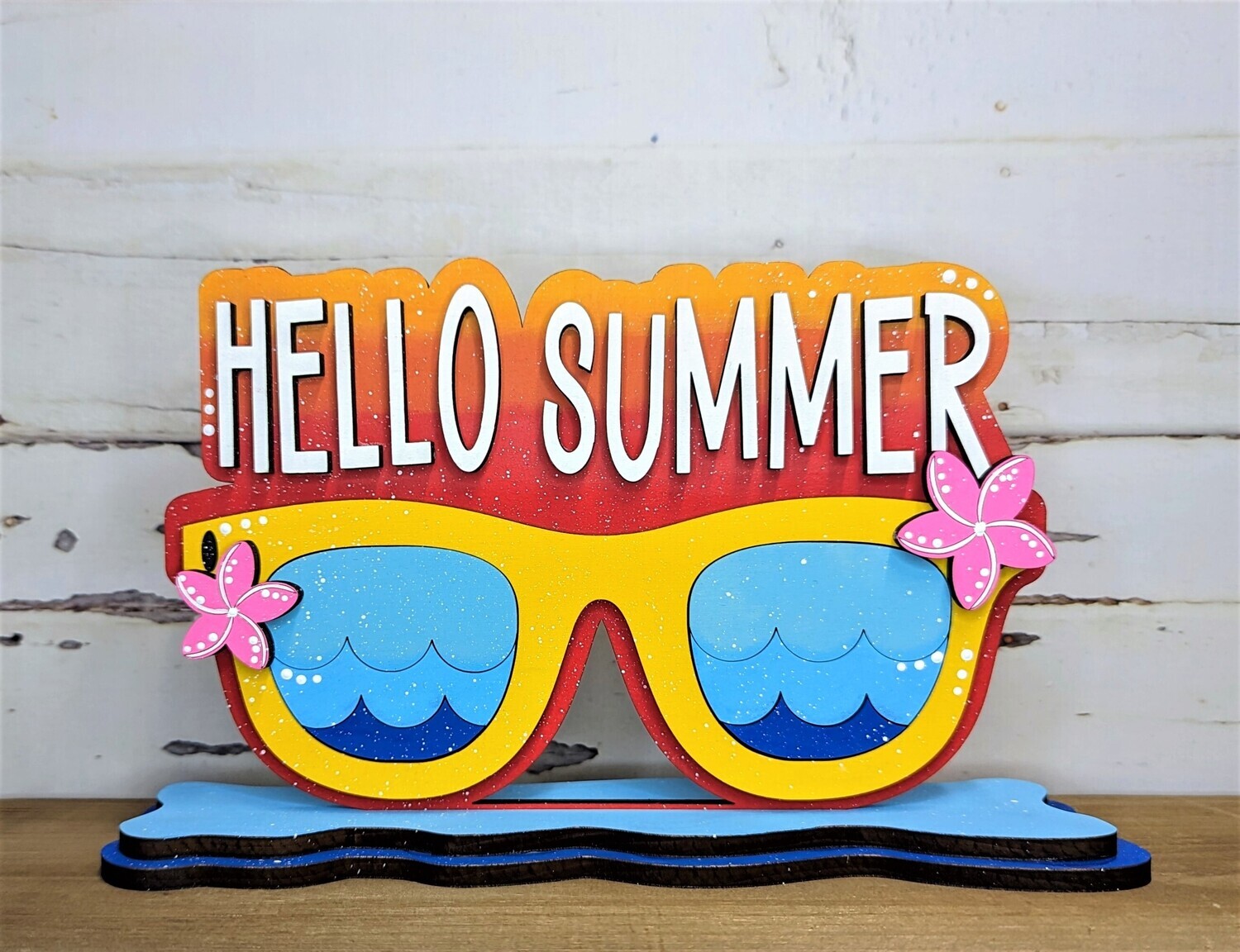DIY Hello Summer Standing Shelf Sitter (Unpainted/Unglued)