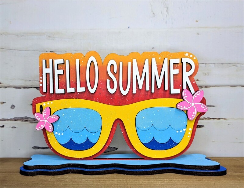 DIY Hello Summer Standing Shelf Sitter (Unpainted/Unglued)