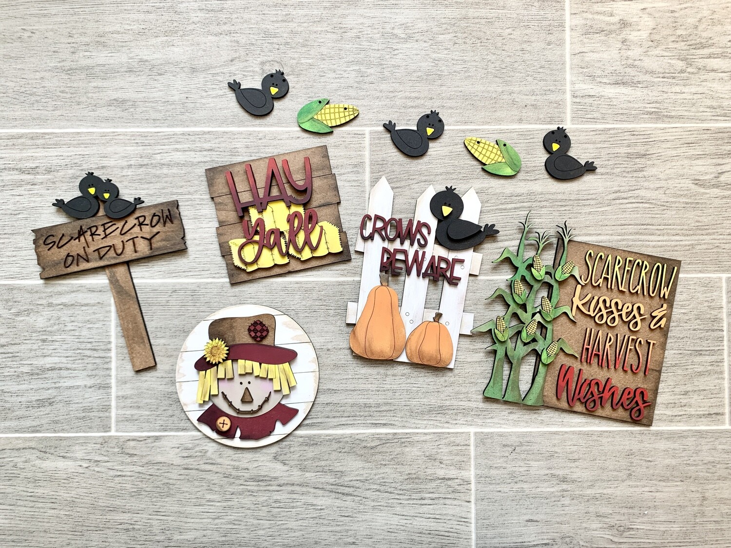 DIY Scarecrow Tiered Tray Set