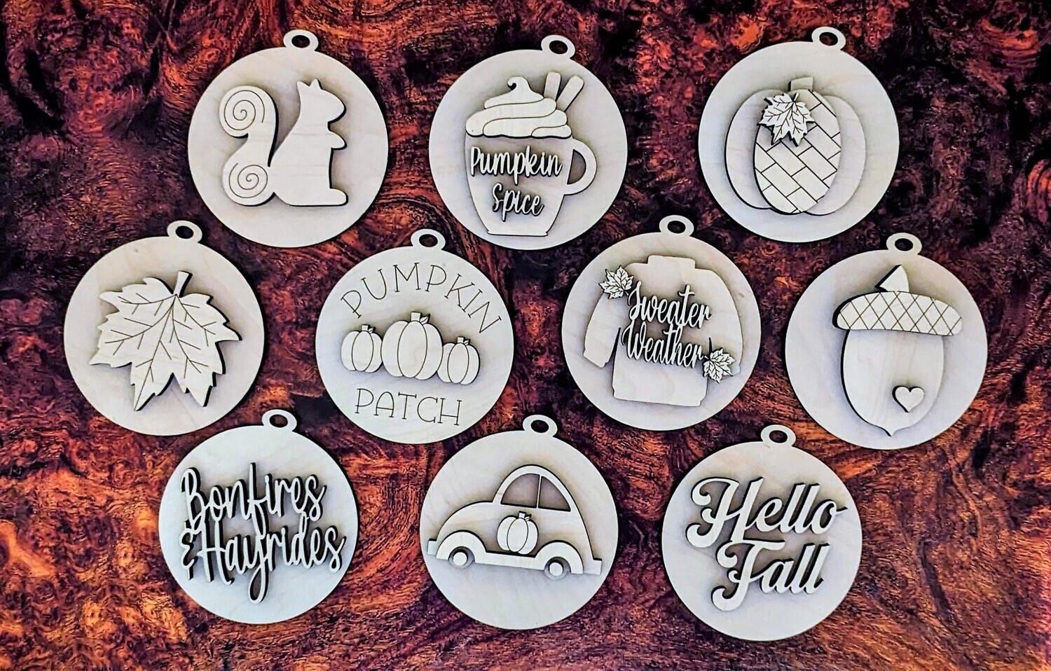 DIY Fall Round Ornaments (Unpainted/Unglued)