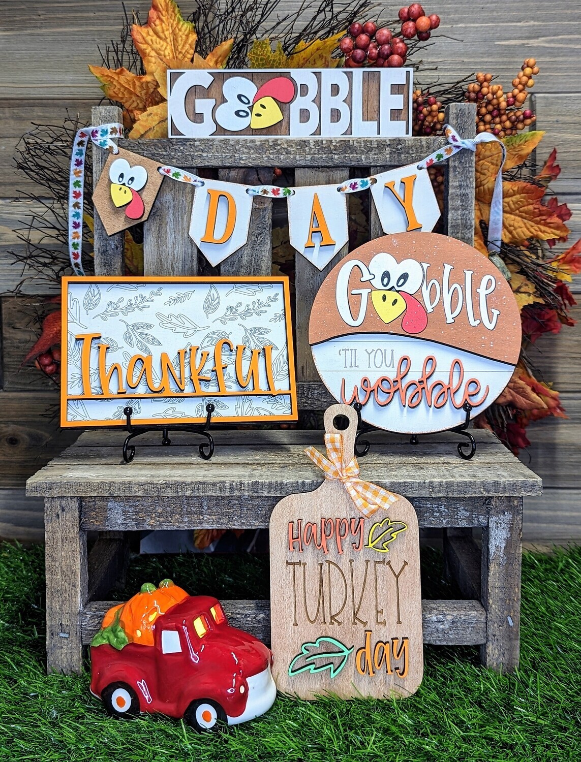 DIY Thanksgiving Gobble Tiered Tray Set