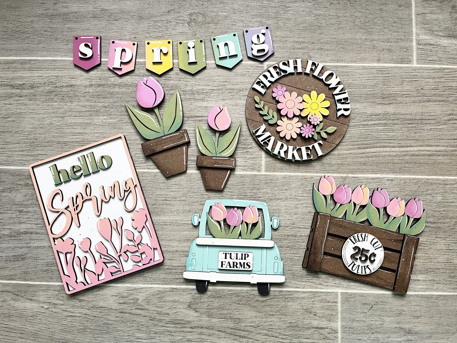 DIY Flower Market Spring tiered tray set