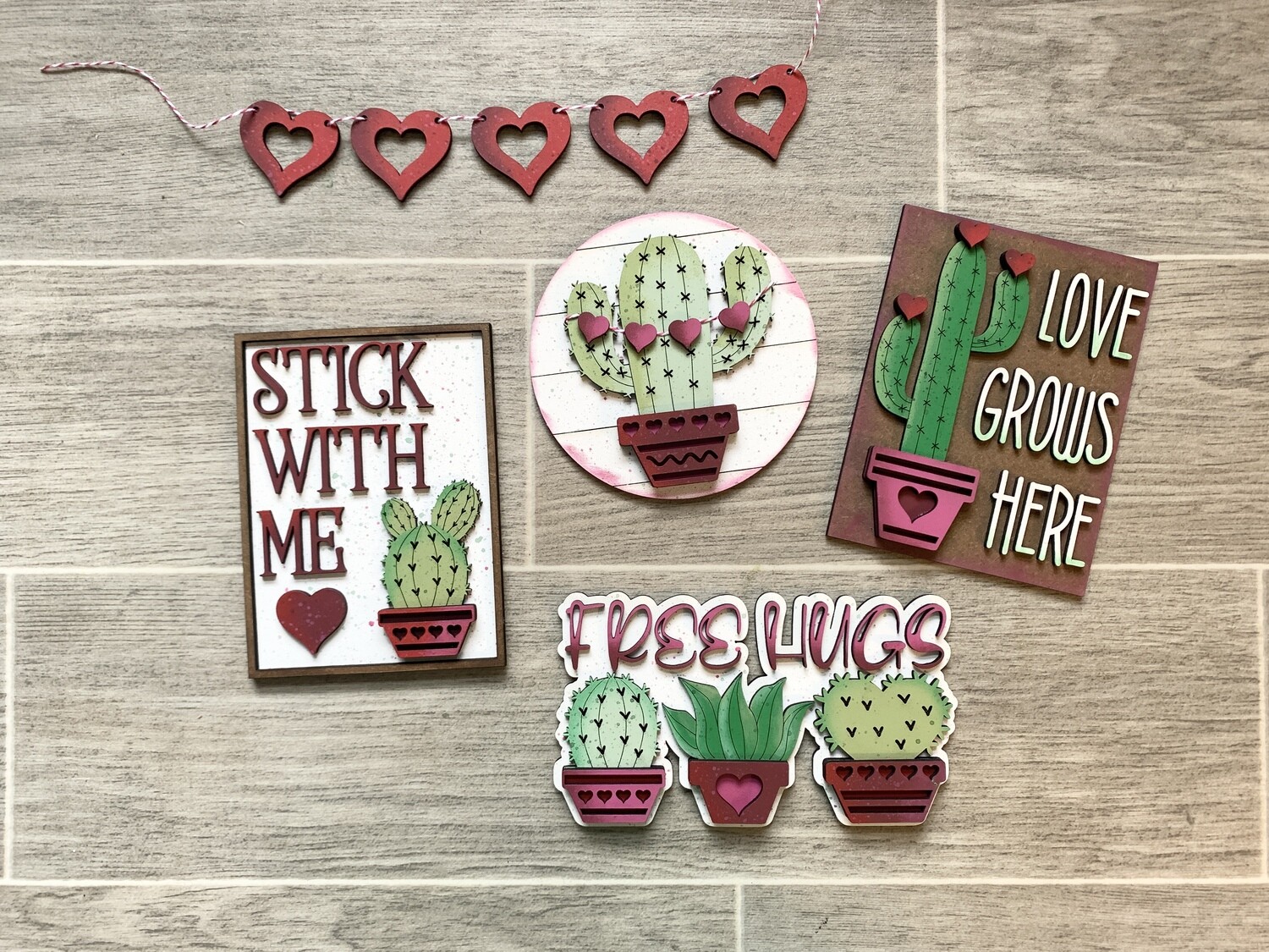 DIY Cactus Valentine Tiered Tray Set