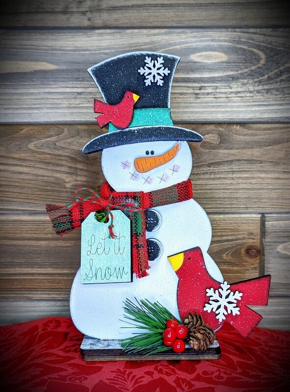 DIY Standing Winter Snowman Shelf Sitter