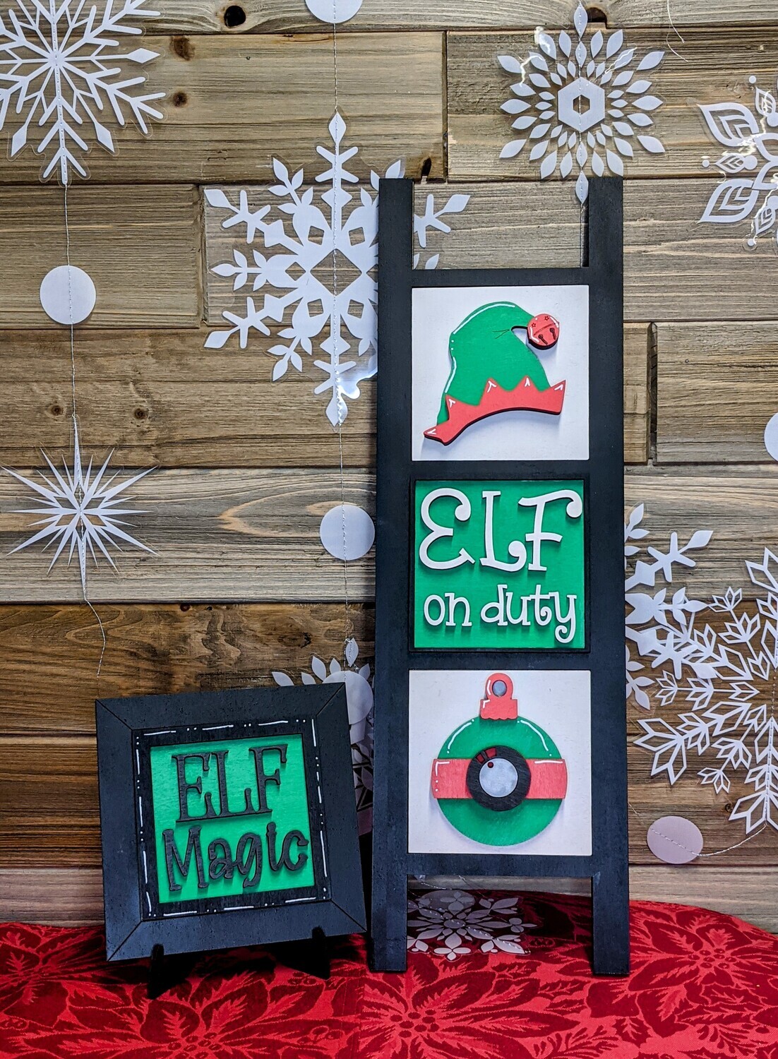 DIY Christmas Mini Leaning Ladder Tiles