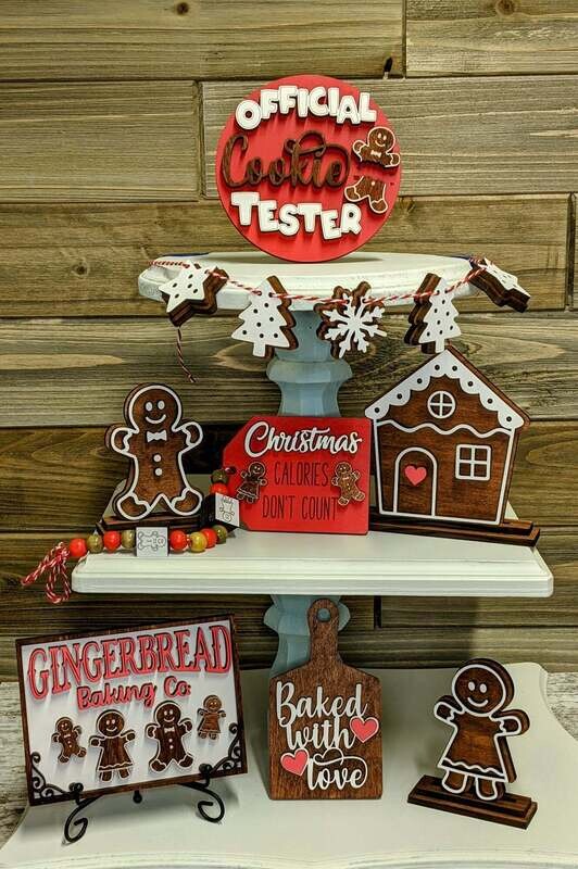 DIY Gingerbread Tiered Tray Decor Set
