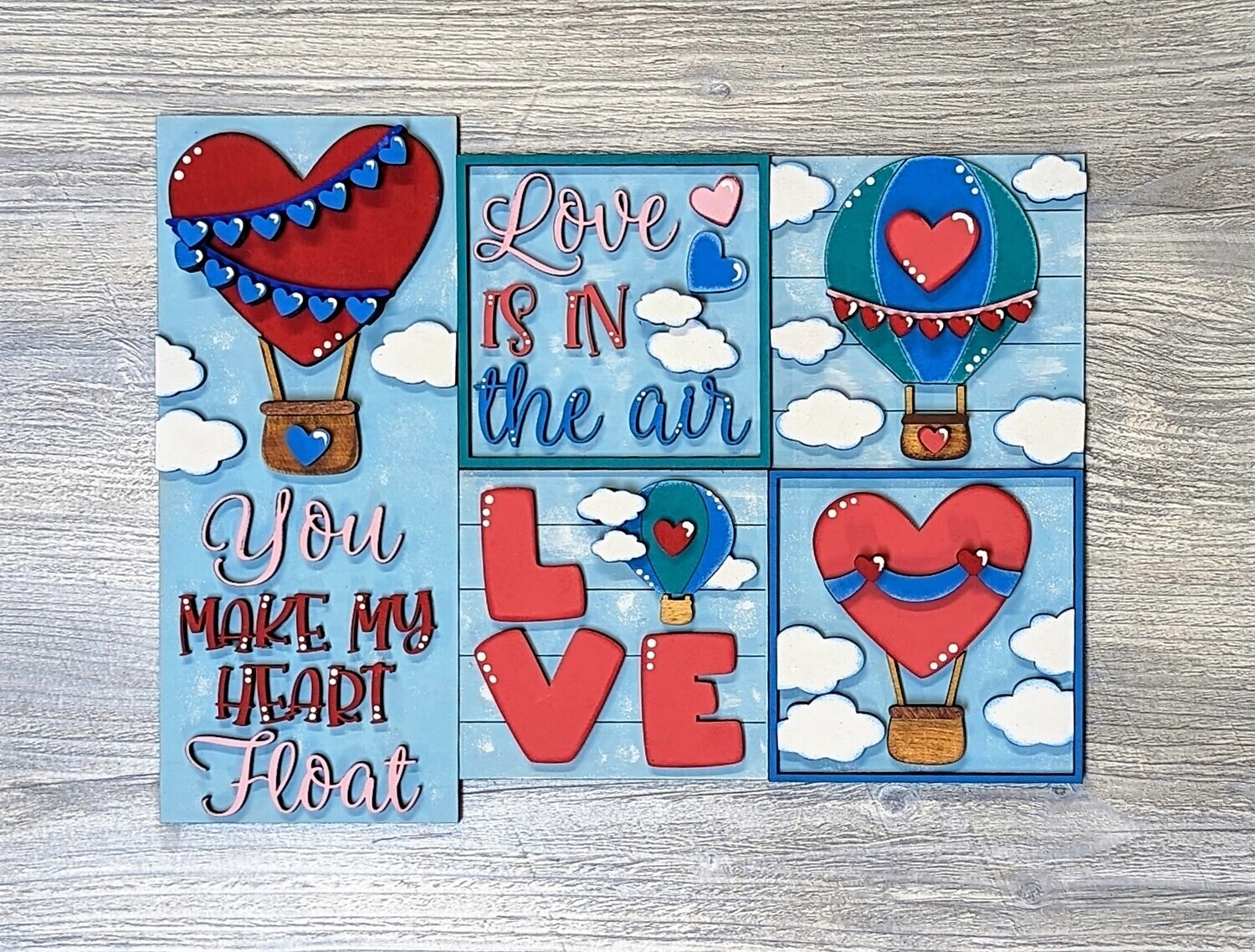 DIY Hot Air Balloon Valentines Interchangeable Ladder Tiles (Unpainted/Unglued)
