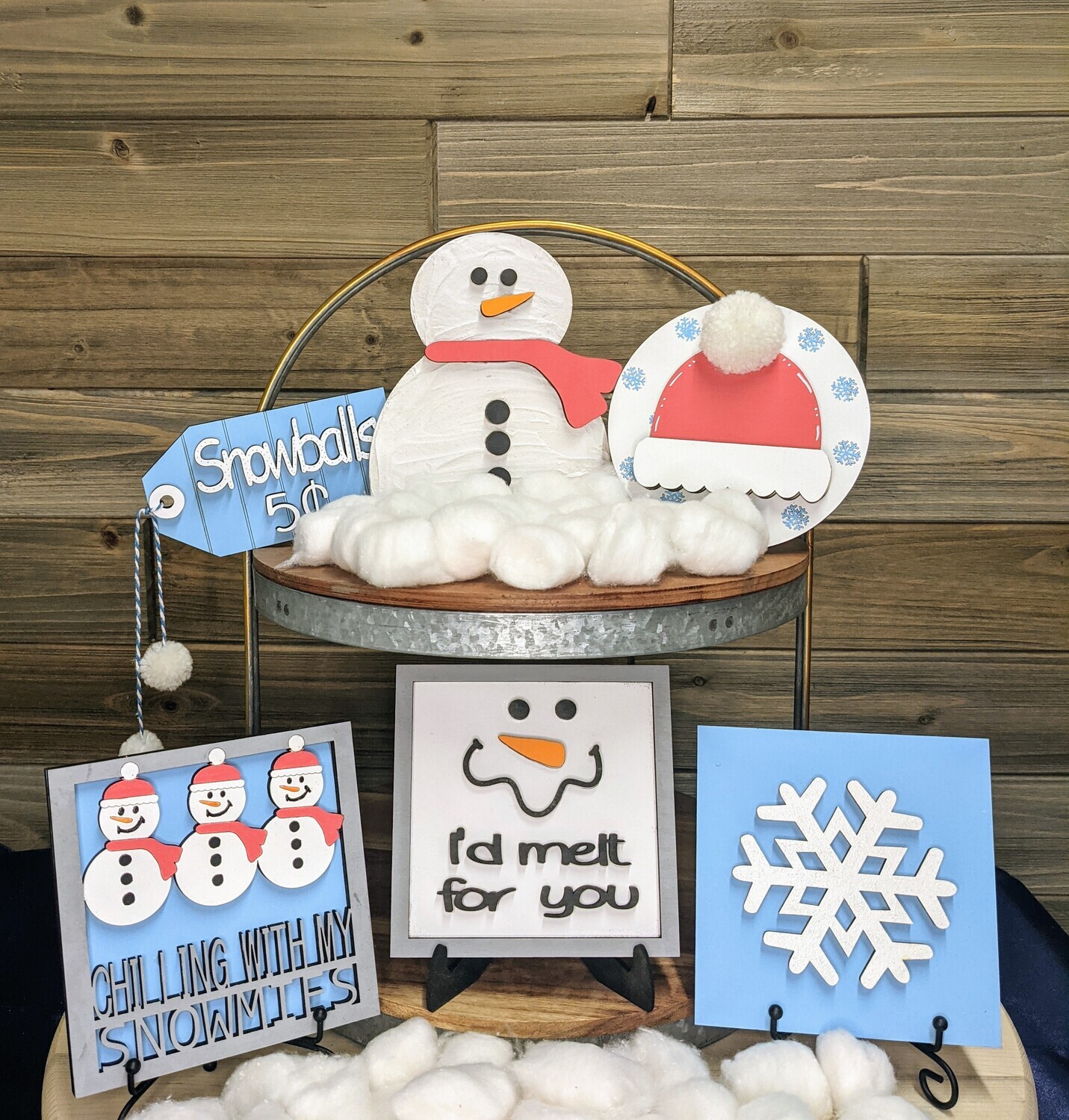 DIY Snowman Tiered Tray Set