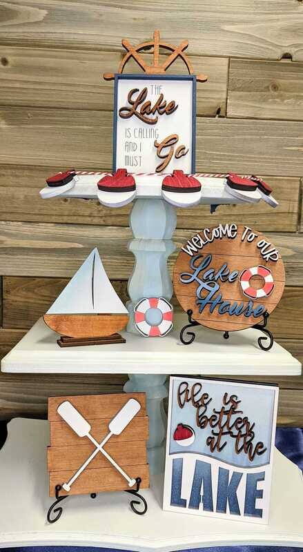 DIY Lake Life Tiered Tray Decor Set