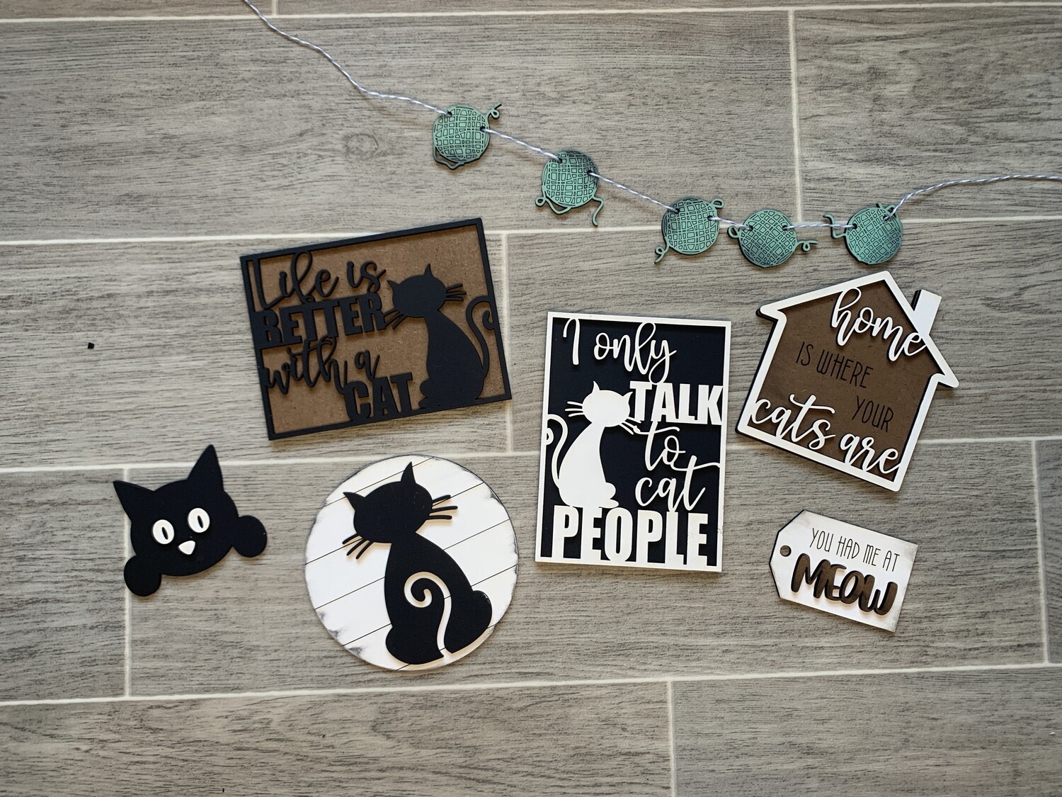 DIY Cat Tiered Tray Decor Set