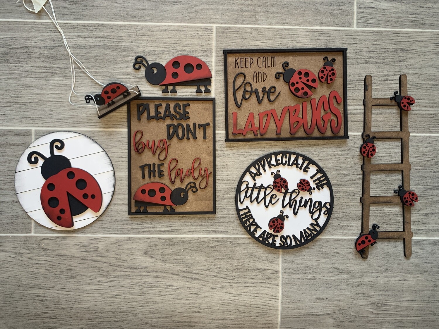 DIY Ladybug Tiered Tray Decor Set