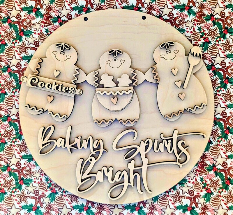 DIY 18&quot; Round Baking Spirits Bright Gingerbread Topper Only (Unpainted/Unglued)