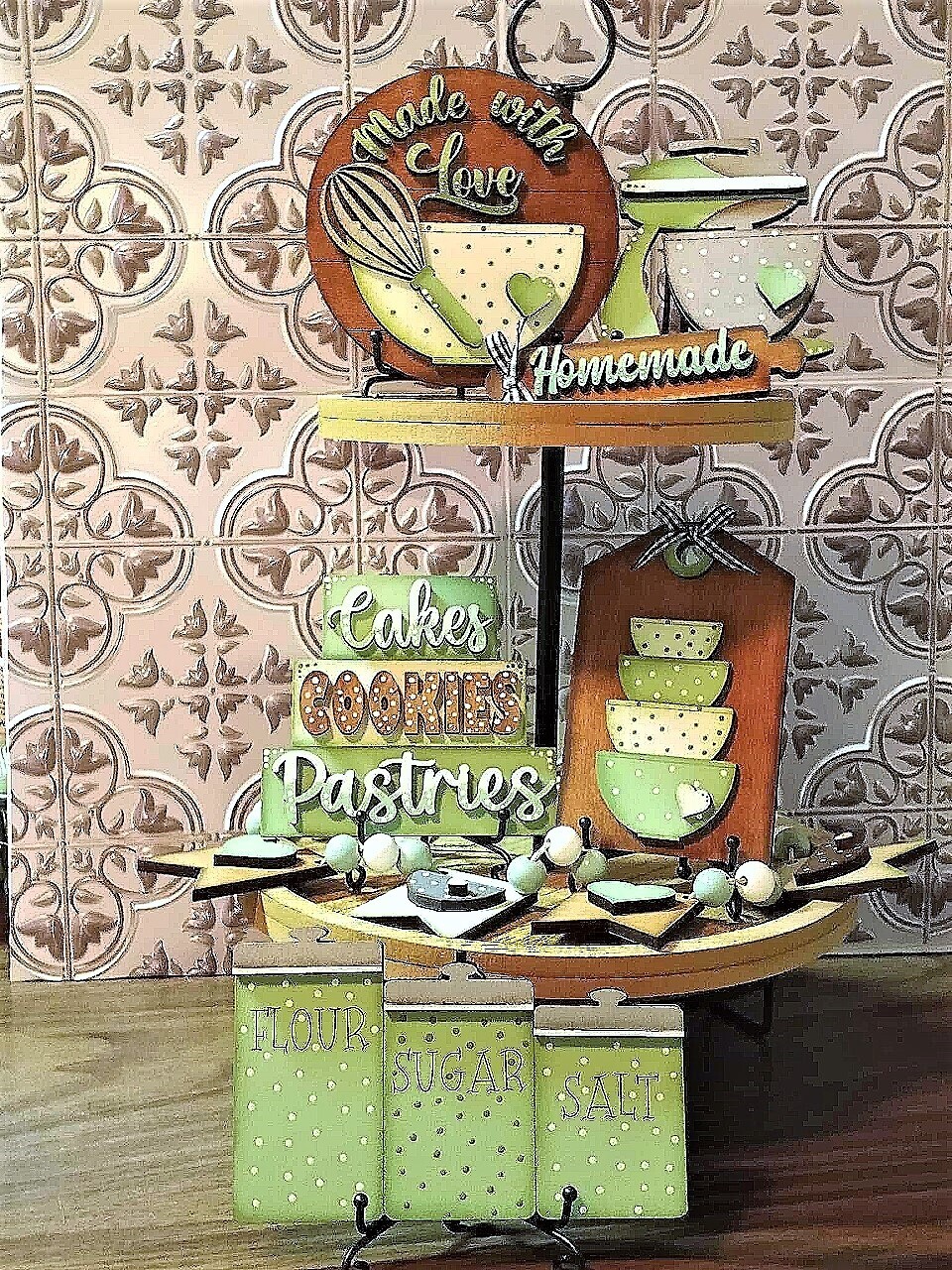 DIY ​Vintage Baking Tiered Tray Set (Unpainted/Unglued)