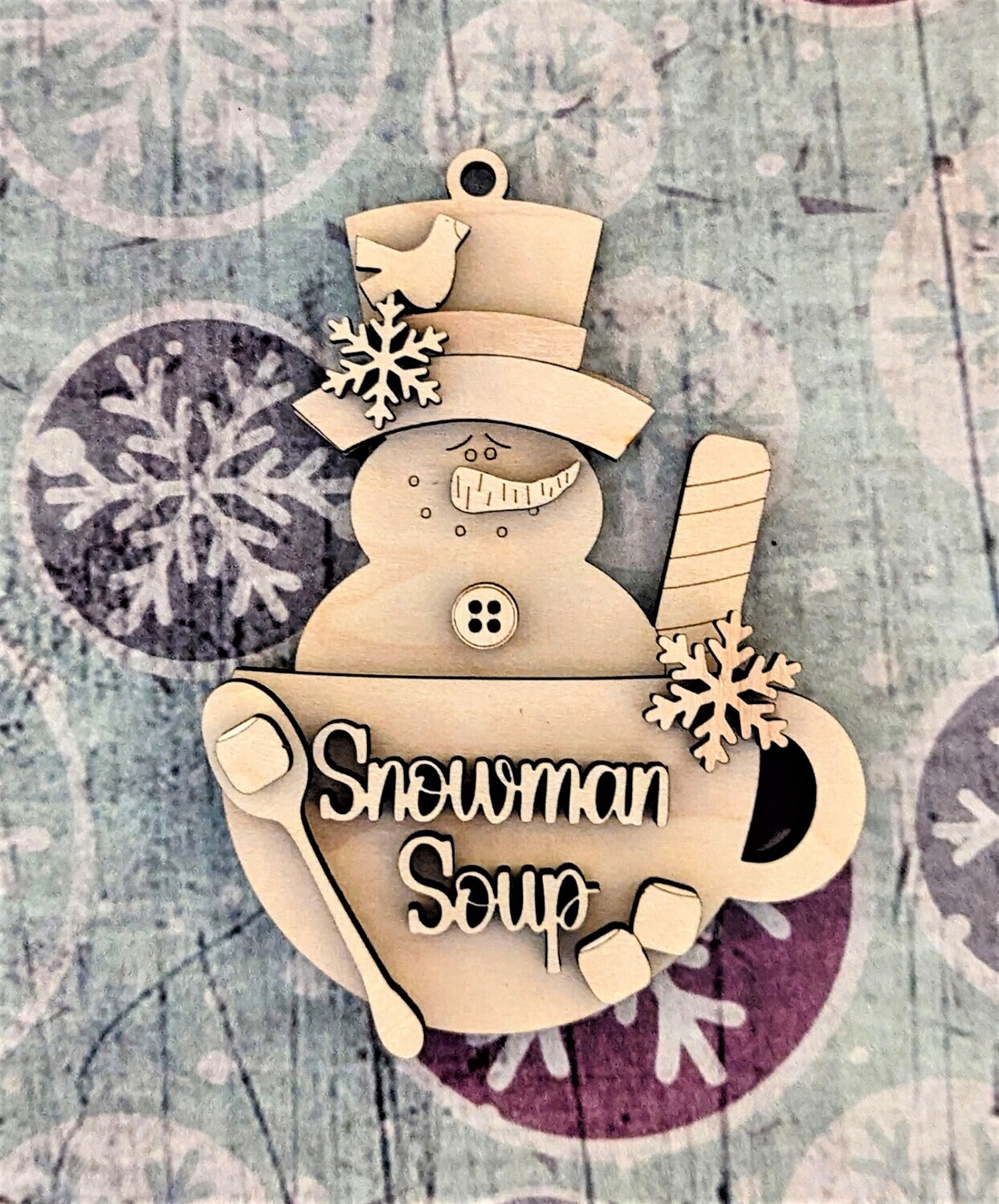 DIY Snowman Soup Ornament (Unpainted/Unglued)