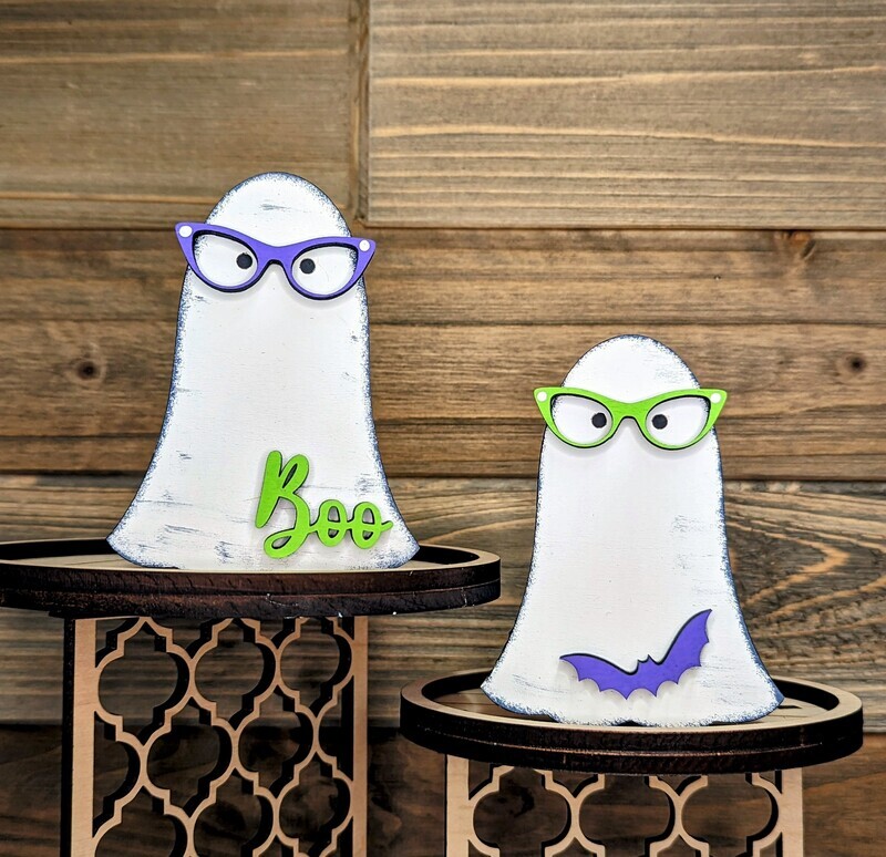 DIY Nerdy Halloween Ghosts Shelf Sitters - Set of 2  (Unpainted/Unglued)