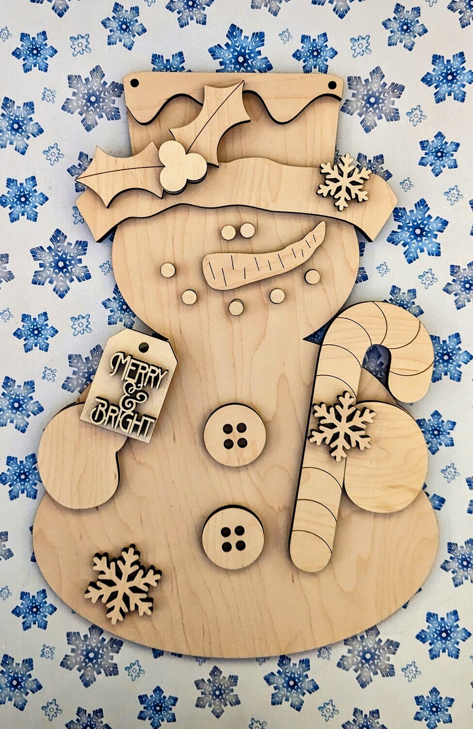 DIY Snowman Candy Cane Door Hanger (Unpainted/Unglued)
