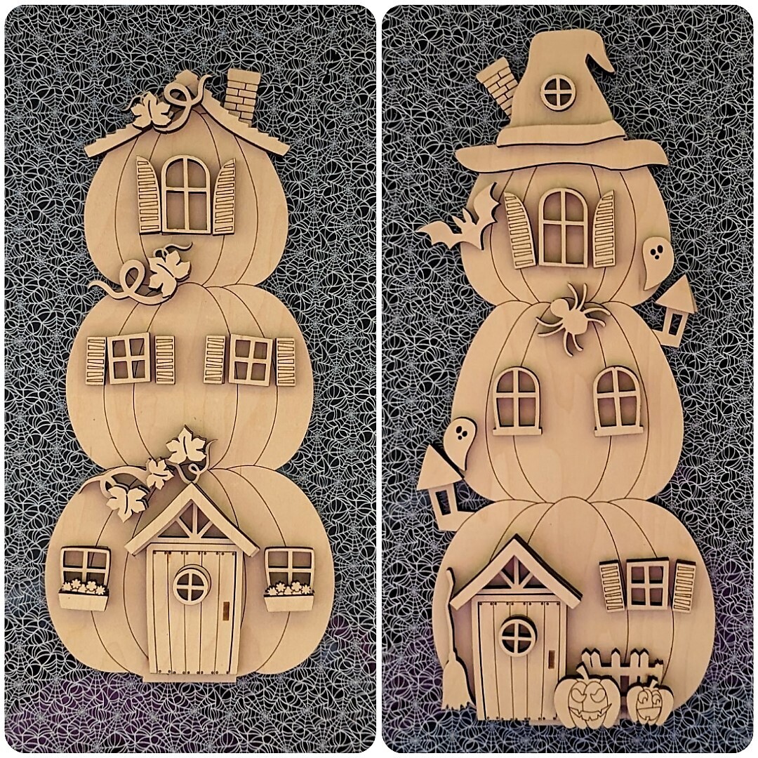 DIY Halloween Stacking Pumpkin Houses (Unpainted/Unglued)