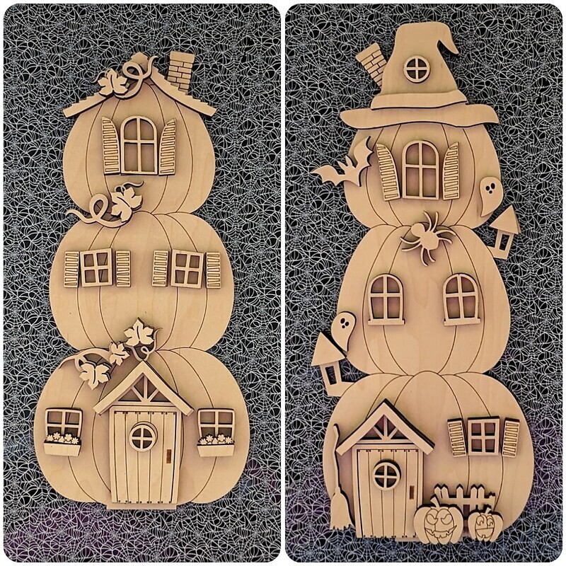 DIY Halloween Stacking Pumpkin Houses (Unpainted/Unglued)