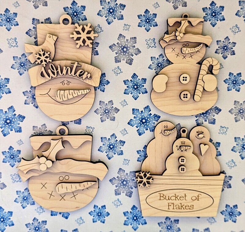 DIY Snowman Ornament Bundle TSM (Unpainted/Unglued)
