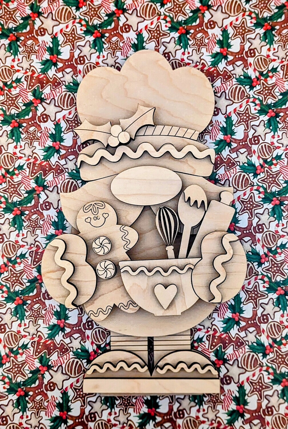 DIY Gingerbread Baking Gnome TSM (Unpainted/Unglued)