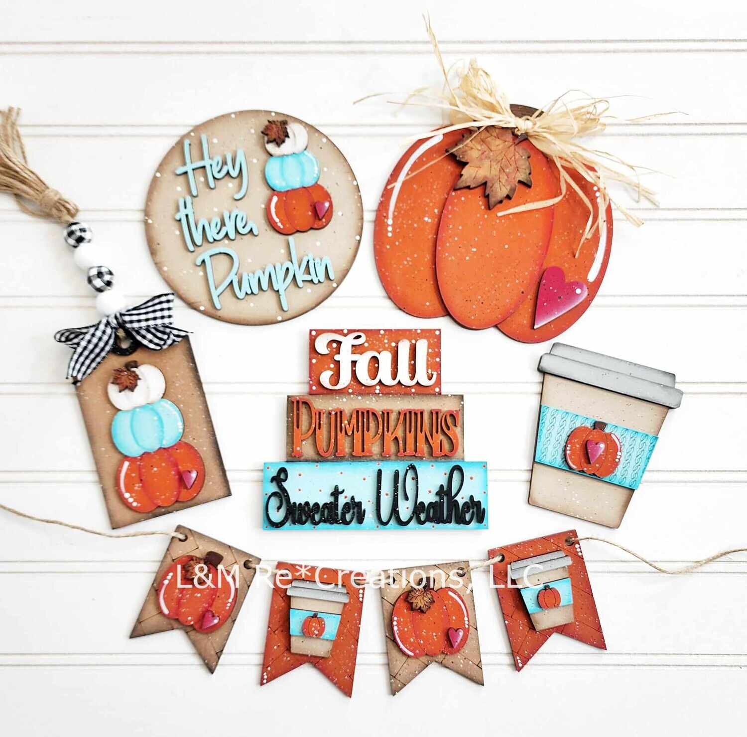 DIY Hello Pumpkin Tiered Tray Set (Unpainted/Unglued)