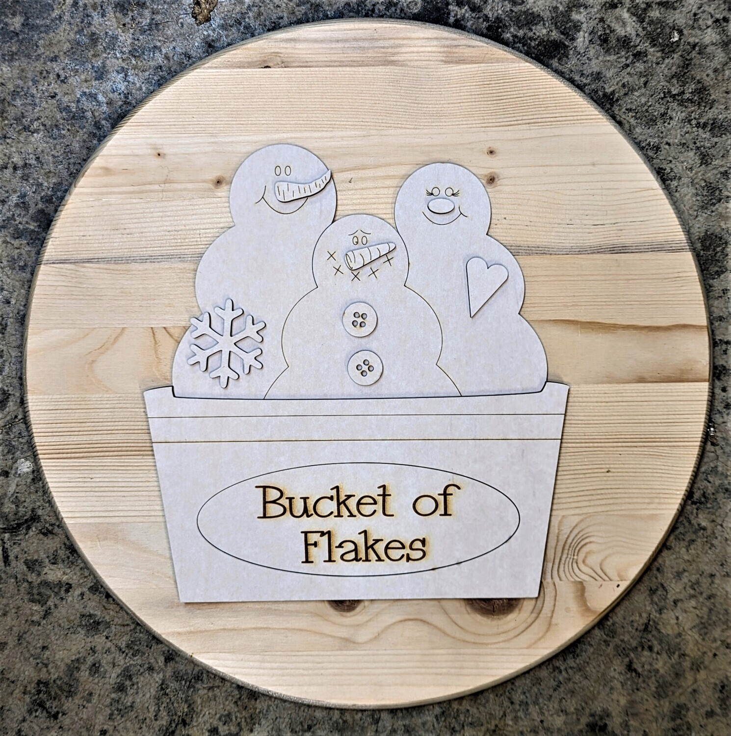 DIY 18&quot; Round Bucket of Flakes Topper Only (Unpainted/Unglued)