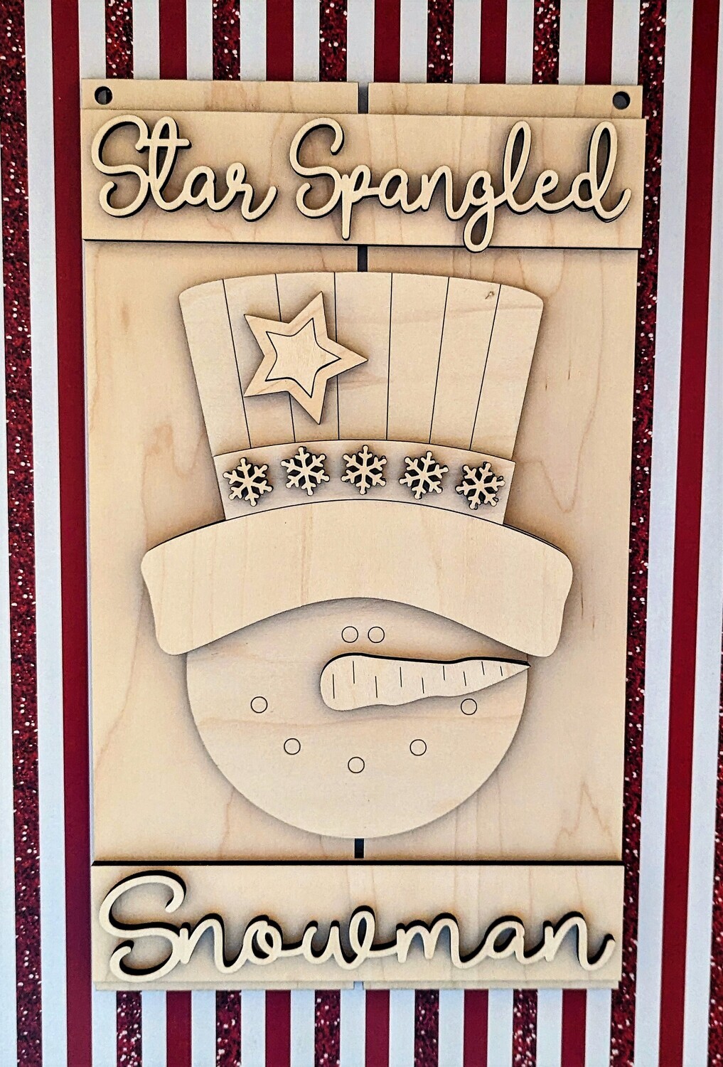 DIY Star Spangled Snowman Pallet Door Hanger (Unpainted/Unglued)