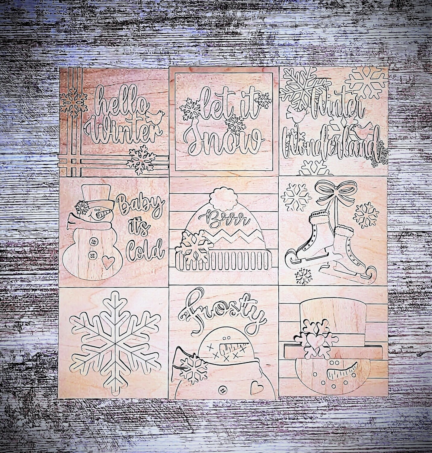 DIY Winter Snowman TSM Ladder Tiles (Unpainted/Unglued)