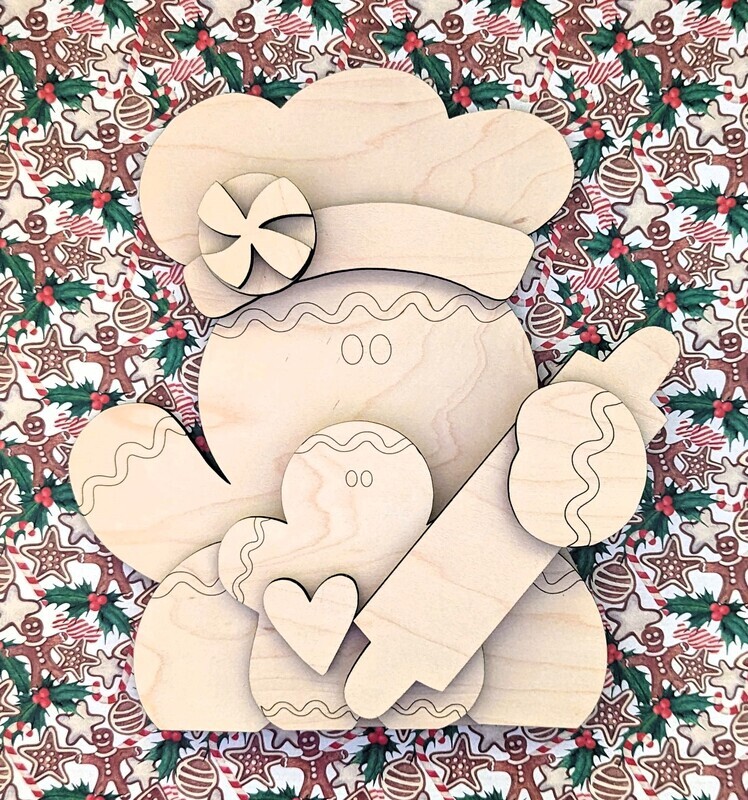 DIY Gingerbread Baker Shelf Sitter (Unpainted/Unglued)